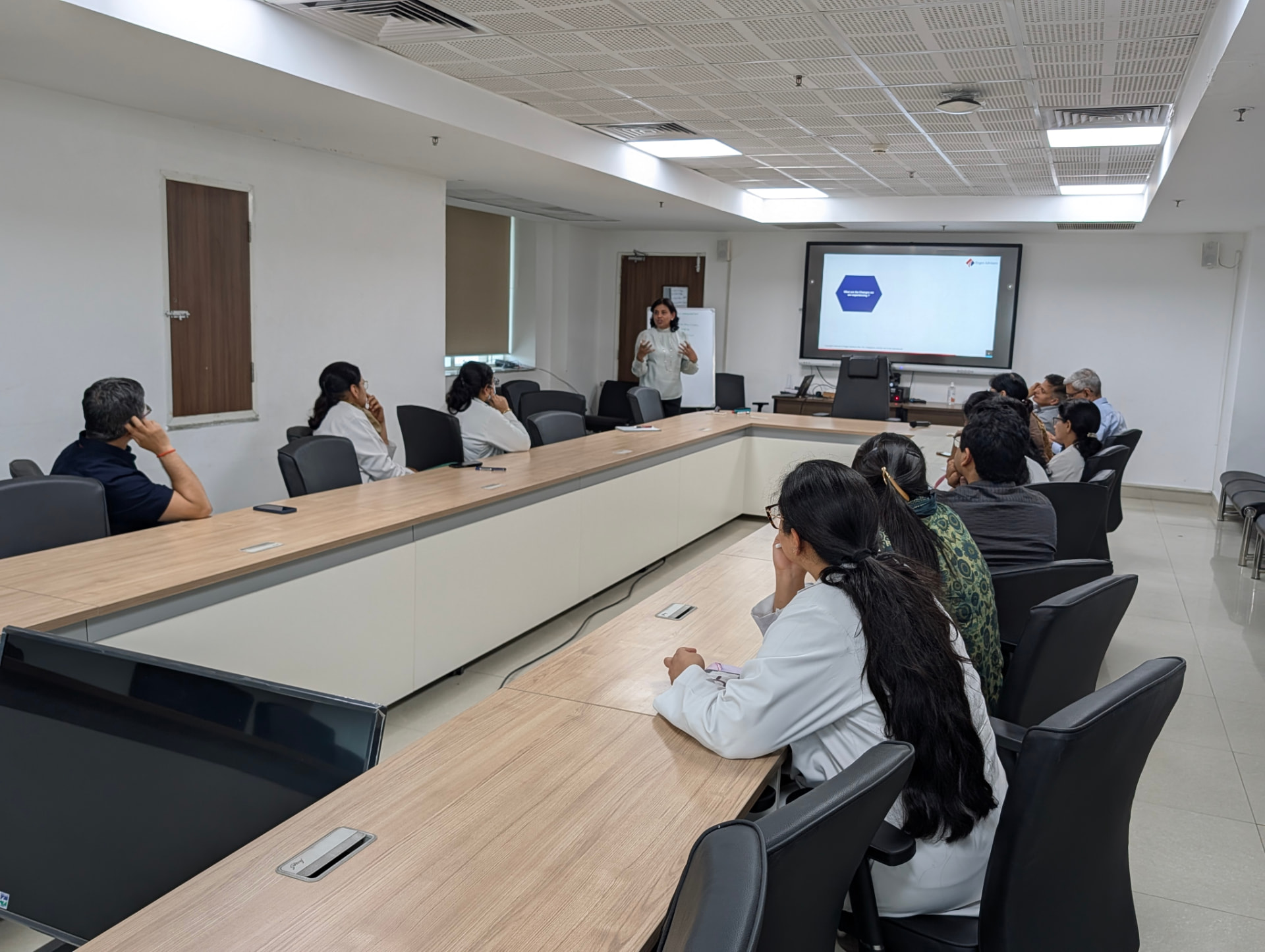 Shaily Gupta conducting a seminar for doctors of AIIMS.
